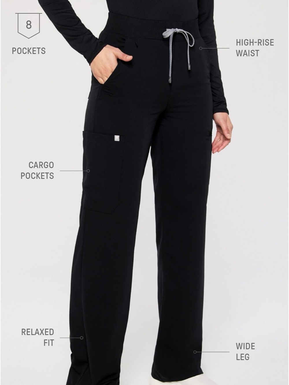Fabletics Women's High Rise Wide Leg Scrub Pants NWOT. XS - Picture 2 of 16
